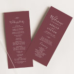 Minimal Leaf | Burgundy Wedding Program<br><div class="desc">This minimal leaf burgundy wedding program is perfect for a boho wedding. The bohemian design features a simple greenery silhouette in a dark red wine colour with classic minimalist boho style. Include the name of the couple, the wedding date and location, thank you message, order of service, wedding party and...</div>