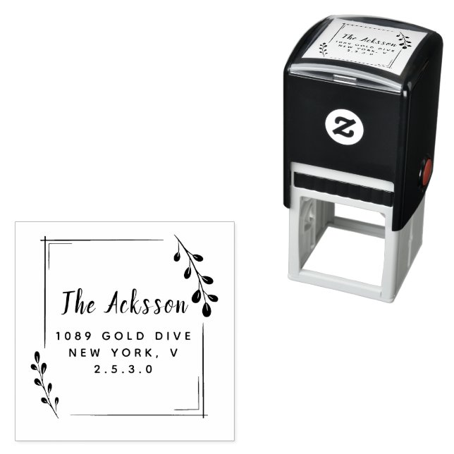 Minimal Leaf Circular Address Self-inking Stamp (In Situ)