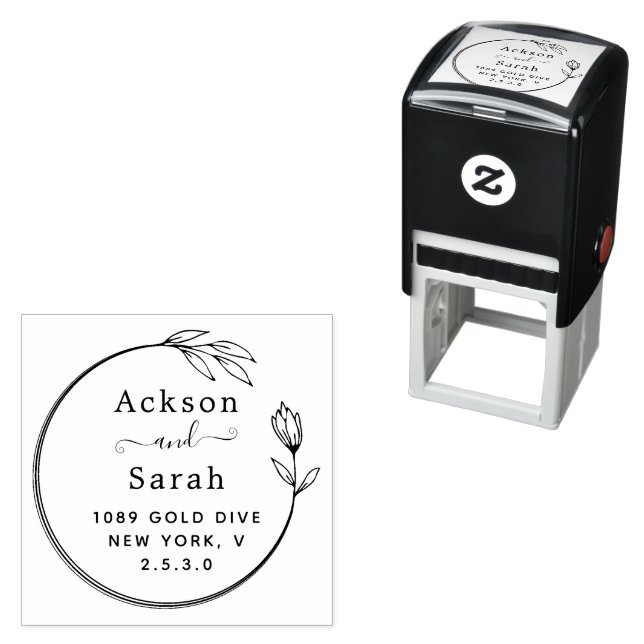 Minimal Leaf Circular Address Self-inking Stamp (In Situ)