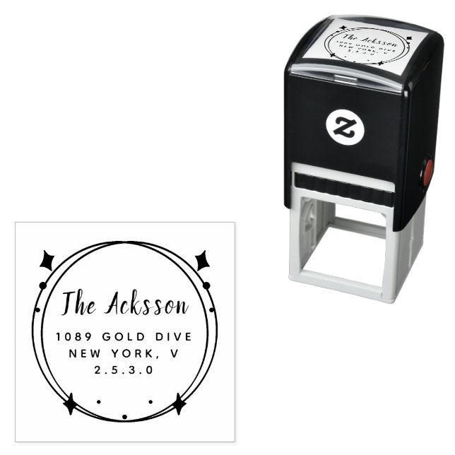 Minimal Leaf Circular Address Self-inking Stamp (In Situ)