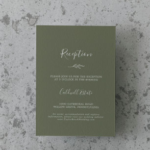 Minimal Leaf Dark Green Reception Enclosure Card