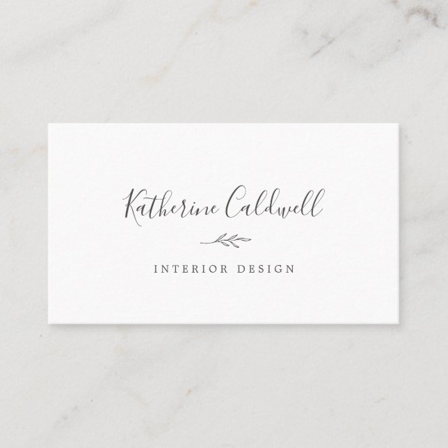 Minimal Leaf | Dark Grey Business Card (Front)