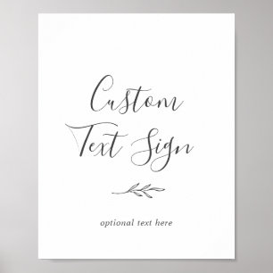 Minimal Leaf Dark Grey Custom Text Sign