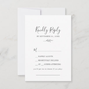 Minimal Leaf   Dark Grey Song Request RSVP Card