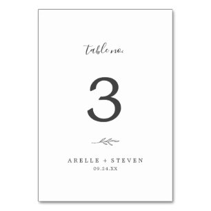 Minimal Leaf Dark Grey Table Number