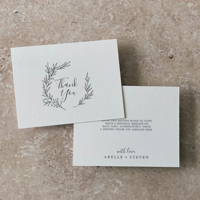 Minimal Leaf | Dark Grey Thank You Card (Creator Uploaded)