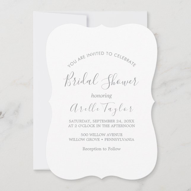 Minimal Leaf | Dusty Blue Bridal Shower Invitation (Front)