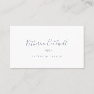Minimal Leaf   Dusty Blue Business Card