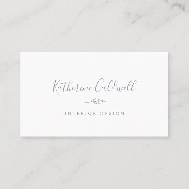 Minimal Leaf | Dusty Blue Business Card (Front)