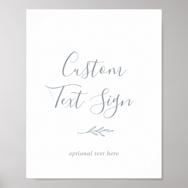 Minimal Leaf | Dusty Blue Custom Text Sign (Front)
