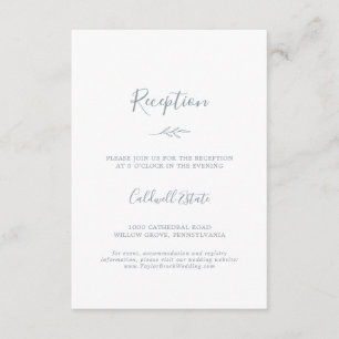 Minimal Leaf   Dusty Blue Reception Insert Card