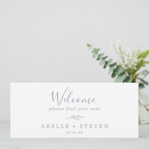 Minimal Leaf   Dusty Blue Seating Chart Header