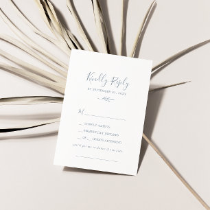 Minimal Leaf Dusty Blue Song Request RSVP Card