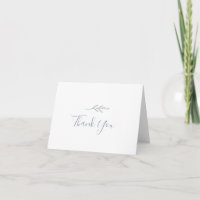 Minimal Leaf | Dusty Blue Thank You Card