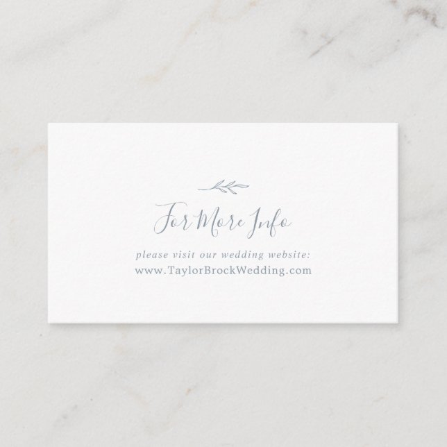 Minimal Leaf | Dusty Blue Wedding Website Enclosure Card (Front)