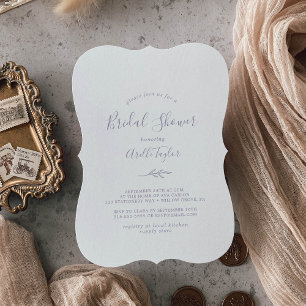 Minimal Leaf Dusty Purple Bridal Shower Invitation