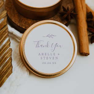 Minimal Leaf Dusty Purple Thank You Favour Sticker