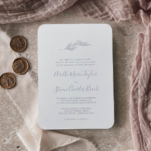 Minimal Leaf   Dusty Purple Traditional Wedding Invitation