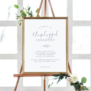 Minimal Leaf   Dusty Purple Unplugged Ceremony Poster