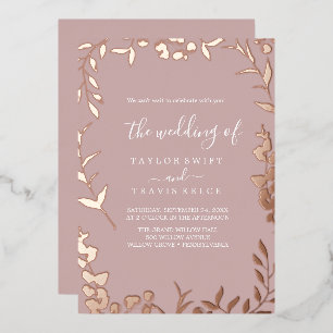 Minimal Leaf Dusty Rose and Rose Gold