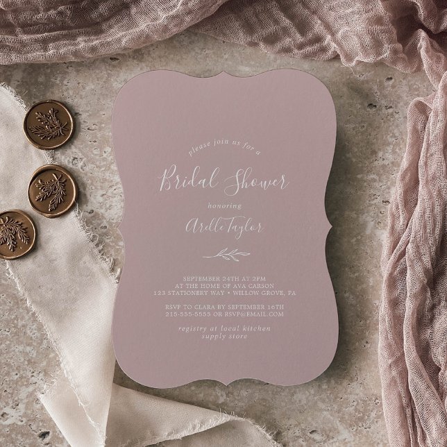 Minimal Leaf | Dusty Rose Bridal Shower Invitation (Creator Uploaded)