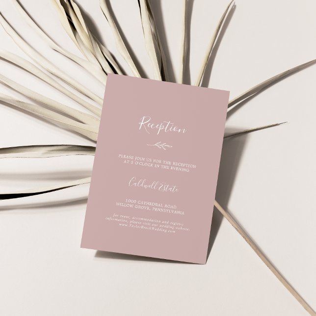 Minimal Leaf | Dusty Rose Reception Enclosure Card (Creator Uploaded)