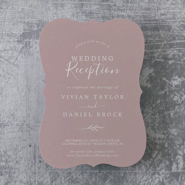 Minimal Leaf | Dusty Rose Wedding Reception Invitation (Creator Uploaded)