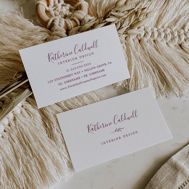 Minimal Leaf | Eggplant Business Card (Creator Uploaded)
