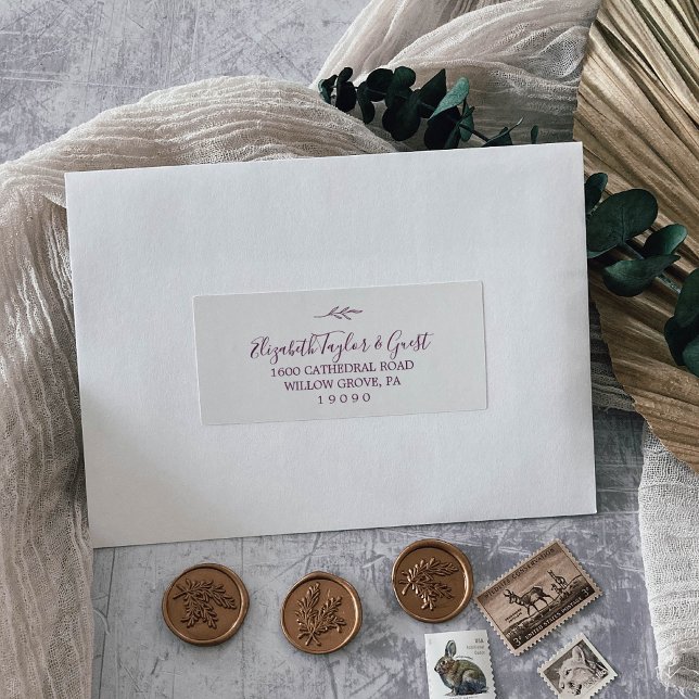 Minimal Leaf | Eggplant Guest Address Labels (Creator Uploaded)