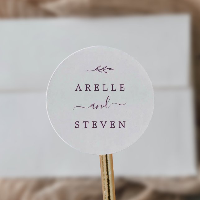 Minimal Leaf | Eggplant Wedding Envelope Seals (Creator Uploaded)