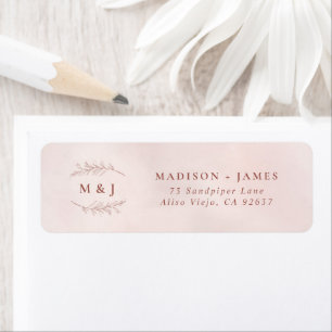Minimal Leaf Elegant Wedding Return Address Label
