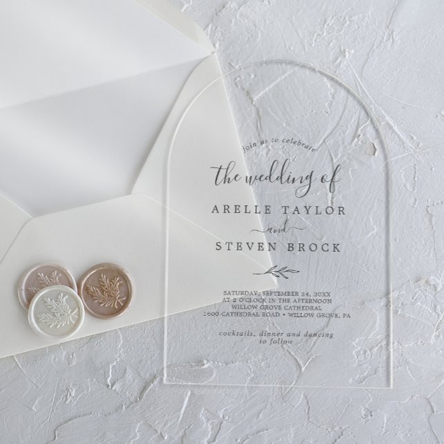 Minimal Leaf Fancy Modern Simple Botanical Wedding Acrylic Invitations (Minimal Leaf Fancy Modern Simple Botanical Wedding Acrylic Invitations)