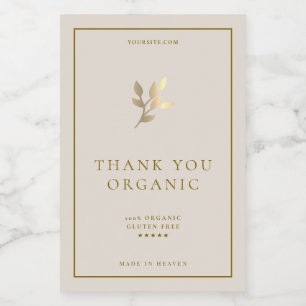 Minimal Leaf Faux Gold Sand Logo Nature Food Label