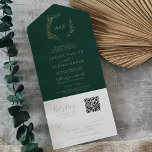 Minimal Leaf | Gold and Emerald QR Code Wedding All In One Invitation<br><div class="desc">This minimal leaf gold and emerald QR code wedding all in one invitation is perfect for an elegant wedding. The design features a simple greenery silhouette in faux gold foil with classic minimalist style. Give your guests the option of scanning a QR code to RSVP on your website, or mailing...</div>