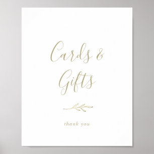 Minimal Leaf   Gold Cards and Gifts Sign