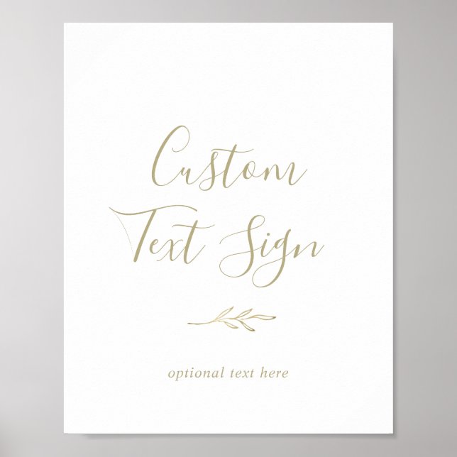Minimal Leaf | Gold Custom Text Sign (Front)
