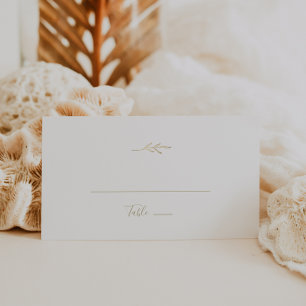 Minimal Leaf Gold Flat Wedding Place Card