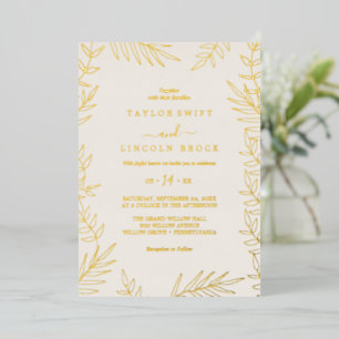 Minimal Leaf Gold Foil & Ivory Frame Wedding