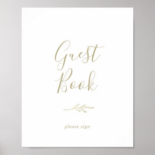 Minimal Leaf Gold Guest Book Sign