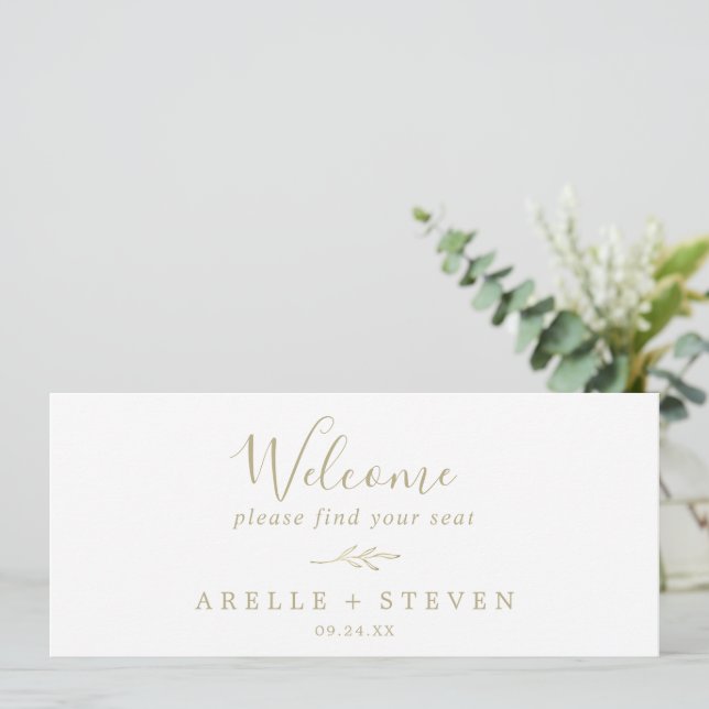 Minimal Leaf | Gold Seating Chart Header (Standing Front)