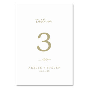 Minimal Leaf Gold Table Number