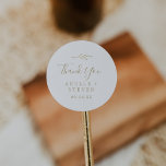 Minimal Leaf | Gold Thank You Favour Sticker<br><div class="desc">These minimal leaf gold thank you wedding favour stickers are perfect for an elegant wedding reception. The design features a simple greenery silhouette in faux gold foil with classic minimalist style. Personalise the sticker labels with your names, the event (if applicable), and the date. These stickers can be used for...</div>