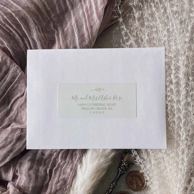 Minimal Leaf | Gold Wedding Guest Address Labels (Creator Uploaded)