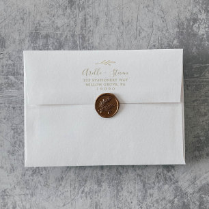 Minimal Leaf Gold Wedding Invitation Envelope