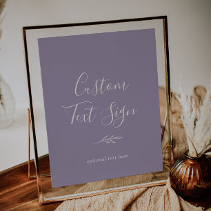 Minimal Leaf   Lavender Custom Text Sign