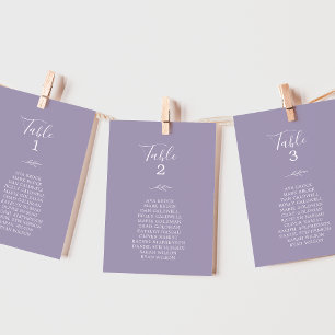 Minimal Leaf   Lavender Hanging Seating Chart Card