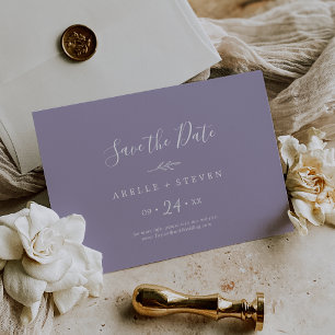 Minimal Leaf Lavender Horizontal Save The Date