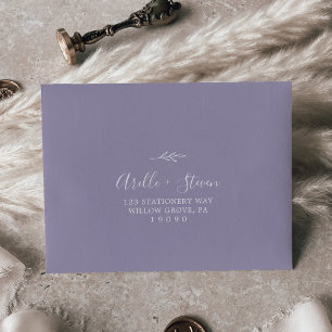Minimal Leaf Lavender Self-Addressed RSVP Envelope