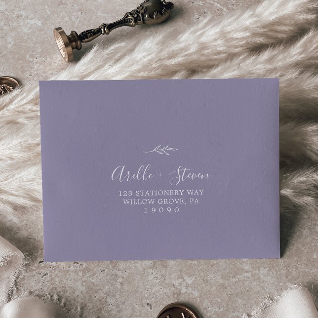 Minimal Leaf Lavender Self-Addressed RSVP Envelope (Creator Uploaded)
