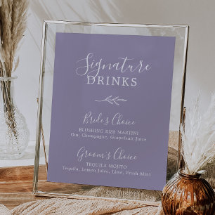 Minimal Leaf   Lavender Signature Drinks Poster